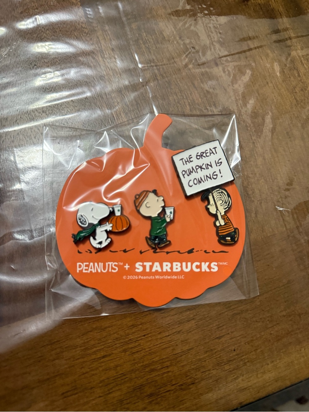 starbucks x peanuts snoopy pumpkin pin